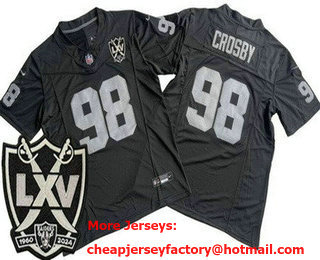 Men's Las Vegas Raiders #98 Maxx Crosby Limited Black 65th Season FUSE Vapor Jersey