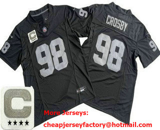 Men's Las Vegas Raiders #98 Maxx Crosby Limited Black C Patch FUSE Vapor Jersey