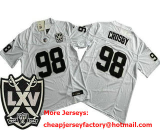 Men's Las Vegas Raiders #98 Maxx Crosby Limited White 65th Season FUSE Vapor Jersey