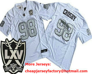 Men's Las Vegas Raiders #98 Maxx Crosby Limited White Alternate 65th Season FUSE Vapor Jersey