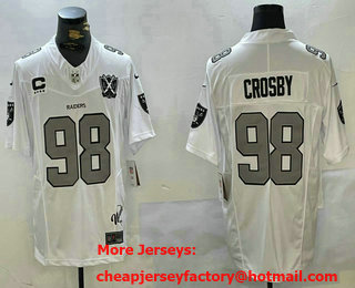 Men's Las Vegas Raiders #98 Maxx Crosby Limited White C Patch 65th Fashion Vapor Jersey