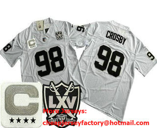 Men's Las Vegas Raiders #98 Maxx Crosby Limited White C Patch 65th Season FUSE Vapor Jersey
