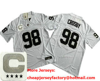Men's Las Vegas Raiders #98 Maxx Crosby Limited White C Patch FUSE Vapor Jersey