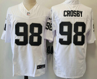 Men's Las Vegas Raiders #98 Maxx Crosby White 2023 FUSE Vapor Limited Stitched Jersey