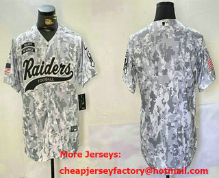 Men's Las Vegas Raiders Blank 2024 Arctic Camo Salute to Service Stitched Baseball Jersey