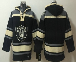 Men's Las Vegas Raiders Blank Black Ageless Must Have Lace Up Pullover Hoodie