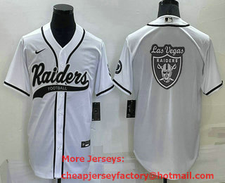 Men's Las Vegas Raiders White Team Big Logo With Patch Cool Base Stitched Baseball Jersey