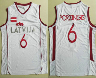 Men's Latvija Team #6 Kristaps Porzingis Vintage Throwback Stitched Basketball Jersey