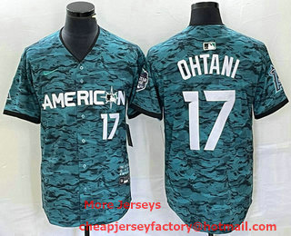 Men's Los Angeles Angels #17 Shohei Ohtani Number Teal 2023 All Star Cool Base Stitched Jersey