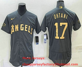 Men's Los Angeles Angels #17 Shohei Ohtani Grey 2022 All Star Stitched Flex Base Nike Jersey