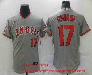 Men's Los Angeles Angels #17 Shohei Ohtani Grey Stitched MLB Flex Base Nike Jersey