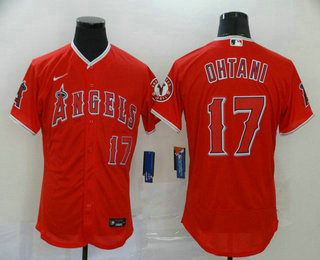 Men's Los Angeles Angels #17 Shohei Ohtani Red Stitched MLB Flex Base Nike Jersey
