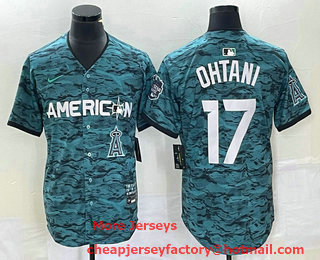 Men's Los Angeles Angels #17 Shohei Ohtani Teal 2023 All Star Cool Base Stitched Jersey 02