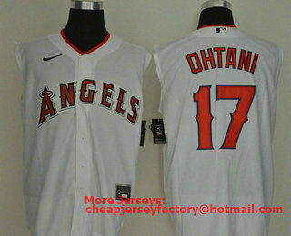 Men's Los Angeles Angels #17 Shohei Ohtani White 2020 Cool and Refreshing Sleeveless Fan Stitched MLB Nike Jersey