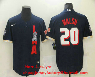 Men's Los Angeles Angels #20 Jared Walsh Navy Blue 2021 MLB All Star Stitched Cool Base Nike Jersey