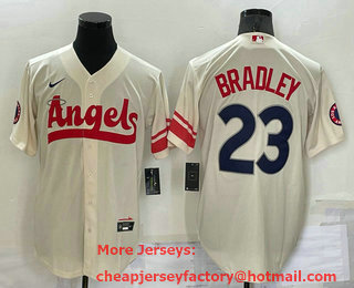 Men's Los Angeles Angels #23 Archie Bradley Cream 2022 City Connect Cool Base Stitched Jersey