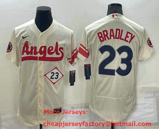 Men's Los Angeles Angels #23 Archie Bradley Number Cream 2022 City Connect Flex Base Stitched Jersey