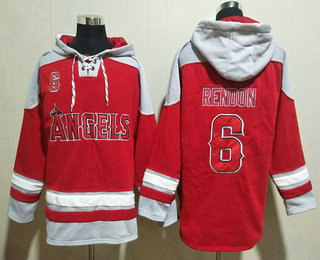 Men's Los Angeles Angels #6 Anthony Rendon Red Ageless Must Have Lace Up Pullover Hoodie