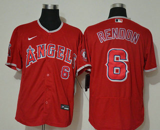 Men's Los Angeles Angels #6 Anthony Rendon Red Stitched MLB Flex Base Nike Jersey