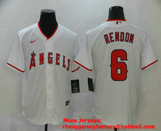 Men's Los Angeles Angels #6 Anthony Rendon White Stitched MLB Cool Base Nike Jersey