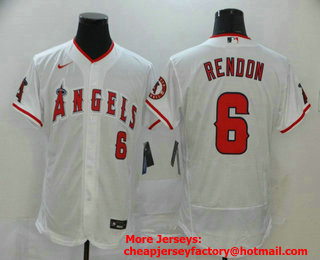 Men's Los Angeles Angels #6 Anthony Rendon White Stitched MLB Flex Base Nike Jersey