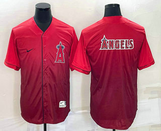 Men's Los Angeles Angels Big Logo Nike Red Fade Stitched Jersey 01