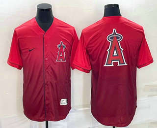 Men's Los Angeles Angels Big Logo Nike Red Fade Stitched Jersey 02