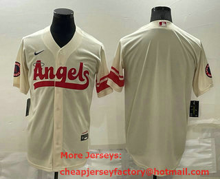 Men's Los Angeles Angels Blank Cream 2022 City Connect Cool Base Stitched Jersey