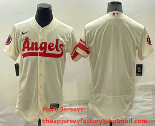 Men's Los Angeles Angels Blank Number Cream 2022 City Connect Flex Base Stitched Jersey