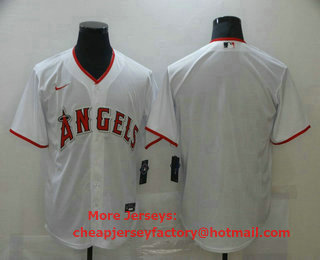 Men's Los Angeles Angels Blank White Stitched MLB Cool Base Nike Jersey