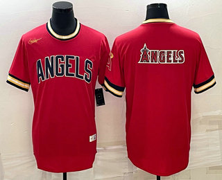 Men's Los Angeles Angels Of Anaheim Big Logo Red Throwback Cooperstown Collection Stitched Nike Jersey 01
