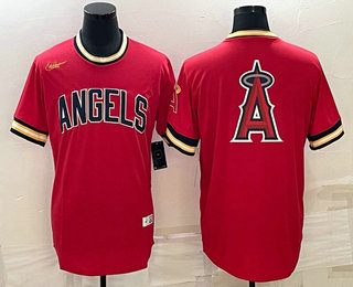 Men's Los Angeles Angels Of Anaheim Big Logo Red Throwback Cooperstown Collection Stitched Nike Jersey 02