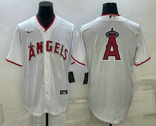 Men's Los Angeles Angels White Team Big Logo Cool Base Stitched Jersey