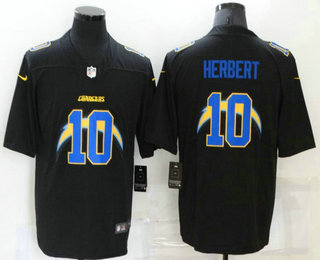 Men's Los Angeles Chargers #10 Justin Herbert Black 2020 Shadow Logo Vapor Untouchable Stitched NFL Nike Limited Jersey