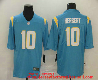Men's Los Angeles Chargers #10 Justin Herbert Light Blue 2020 NEW Vapor Untouchable Stitched NFL Nike Limited Jersey
