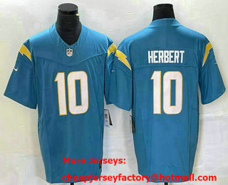Men's Los Angeles Chargers #10 Justin Herbert Light Blue 2023 FUSE Vapor Limited Stitched Jersey