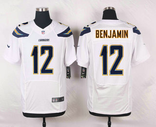 Men's Los Angeles Chargers #12 Travis Benjamin White Road Stitched NFL Nike Elite Jersey