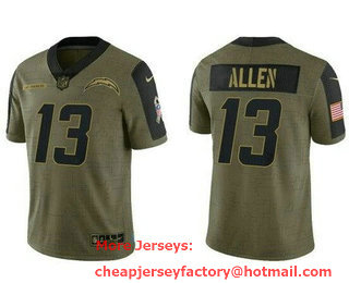 Men's Los Angeles Chargers #13 Keenan Allen Limited Olive 2021 Salute To Service Jersey