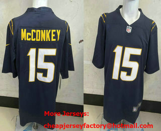 Men's Los Angeles Chargers #15 Chargers Ladd McConkey Navy Blue Vapor Limited Stitched Jersey