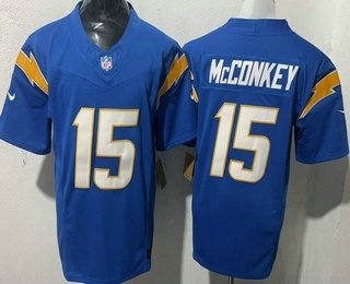 Men's Los Angeles Chargers #15 Ladd McConkey Limited Blue FUSE Vapor Jersey