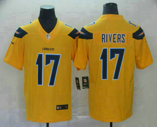 Men's Los Angeles Chargers #17 Philip Rivers Gold 2019 Inverted Legend Stitched NFL Nike Limited Jersey