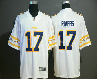 Men's Los Angeles Chargers #17 Philip Rivers White 2019 NEW Team Logo Vapor Untouchable Stitched NFL Nike Limited Jersey