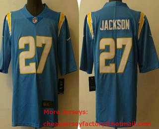 Men's Los Angeles Chargers #27 Lamar Jackson Light Blue 2020 NEW Vapor Untouchable Stitched NFL Nike Limited Jersey