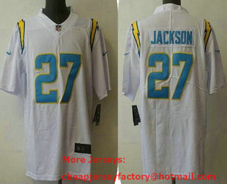 Men's Los Angeles Chargers #27 Lamar Jackson White 2022 Vapor Untouchable Stitched NFL Nike Limited Jersey