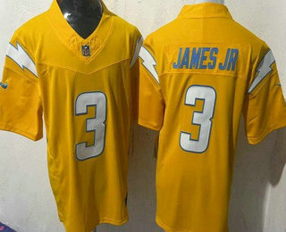 Men's Los Angeles Chargers #3 Derwin James Jr Limited Yellow FUSE Vapor Jersey