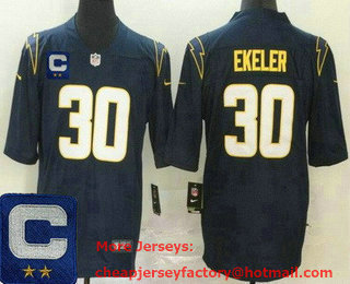 Men's Los Angeles Chargers #30 Austin Ekeler Limited Navy C Patch Vapor Jersey
