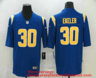 Men's Los Angeles Chargers #30 Austin Ekeler Royal Blue 2020 NEW Color Rush Stitched NFL Nike Limited Jersey