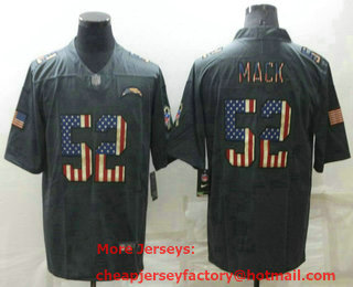 Men's Los Angeles Chargers #52 Khalil Mack 2019 Black Salute To Service USA Flag Fashion Limited Jersey