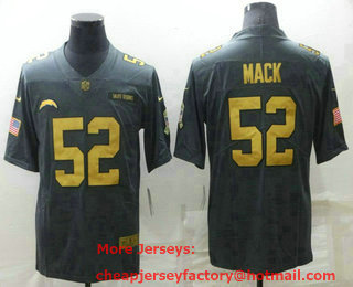 Men's Los Angeles Chargers #52 Khalil Mack Anthracite Gold 2016 Salute To Service Stitched NFL Nike Limited Jersey
