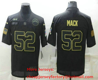 Men's Los Angeles Chargers #52 Khalil Mack Black 2020 Salute To Service Stitched NFL Nike Limited Jersey